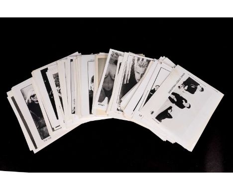 Record label promotional black and white photographs of bands and musicians, from Island, EMI, Chrysalis, A&M, Epic, and more