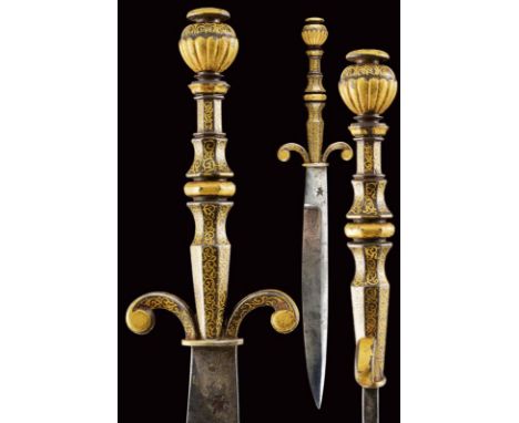 dating: third quarter of the 16th Century provenance: France, Strong, straight, single-edged blade, long tang marked on both 
