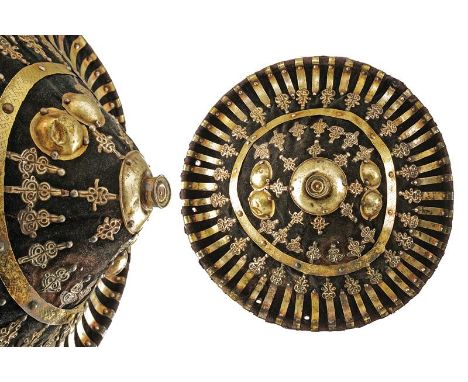 dating: First half of the 20th Century provenance: Ethiopia, Made of thick leather, of conical shape. Covered with brown velv