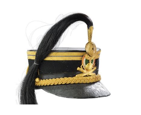 dating: first quarter of the 20th Century provenance: Kingdom of Italy, Hard skull made of black cloth, with black lacquered 