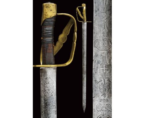 dating: late 18th Century provenance: Sardinian Kingdom, Wide, straight, double-edged blade of lenticular section, the first 