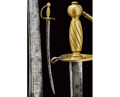 dating: late 18th Century provenance: Sardinian Kingdom, Curved, single-edged blade with groove near the back, with the inscr
