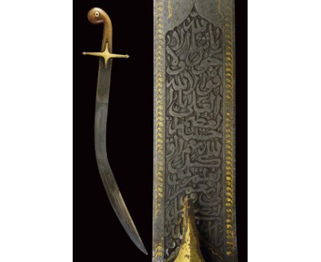 dating: 18th Century provenance: Turkey, Wide, curved, single-and false-edged blade,  of damask, with central fuller doubling