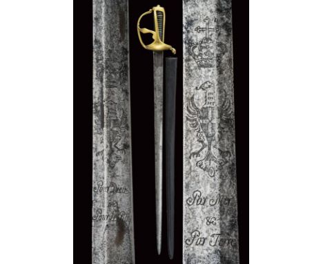 dating: late 18th Century provenance: Sardinian Kingdom, Straight, single-and long false-edged blade engraved at the base wit