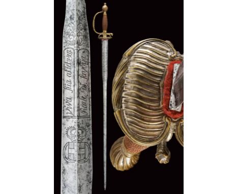dating: late 18th Century provenance: Sardinian Kingdom, Beautiful colichemarde blade, enlarged at the first part and engrave