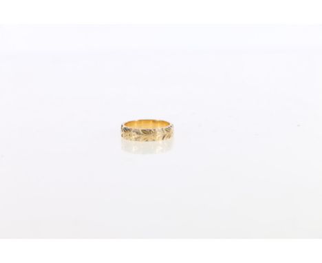 18ct yellow gold band ring by C G and S Birmingham, ring size J, 3.8g Design worn.  No obvious condition issues.  Maker mark 