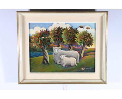 JERZY MAREK (1925-2014)&nbsp;Magic Meadow&nbsp;Signed oil on board, 21cm x 28cm&nbsp;Macaulay Gallery Stenton East Lothian la