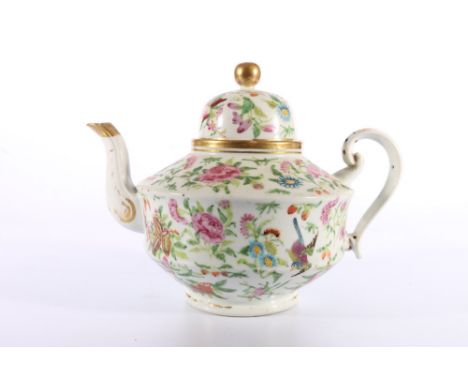 Chinese 19th Century Canton famille rose teapot decorated with birds and flowers, 24.5 cm. Condition Report:Lid in good condi