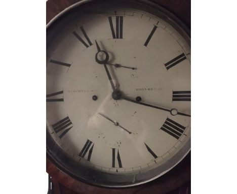 19th century mahogany cased drum head longcase Grandfather clock, the dial with two subsidiary dials named for Ritchie and So