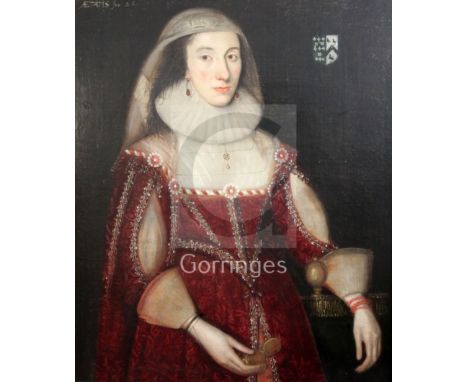 English School, c.1625,oil on canvasPortrait of Grace Rokeby, wife of Conyers D'Arcy, 1st Earl of Holderness34.5 x 29in.The c