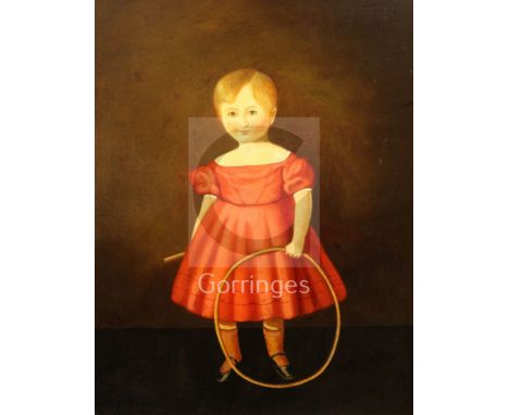 English School c.1820oil on canvasPortrait of a young girl with hoop23 x 19in.