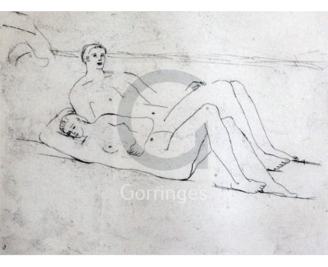 § Henry Moore (1898-1986)etching'Reclining Figures on Beach'signed in pencil, 25/506.75 x 9in., unframed