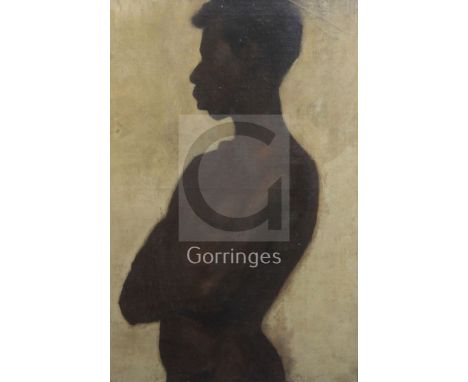 Albert de Belleroche (1864-1944)oil on canvasHalf length portrait of a nude black man30 x 20.5in.