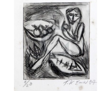 § Tracey Emin (b.1963)etchingFemale nude eating fruitsigned in pencil, dated '87, 9/20overall 9 x 6.25in.
