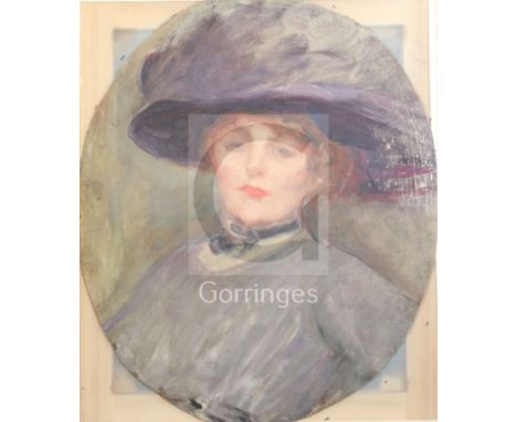 Albert de Belleroche (1864-1944)oil on canvasPortrait sketch of a lady probably Mrs Harry Vane Millbank, the artist's mother2