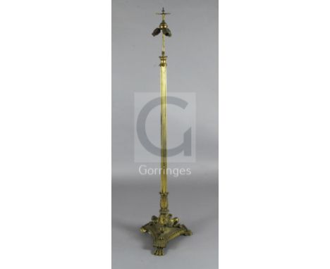 A 19th century French ormolu lamp standard, converted to electricity, H.5ft 3in.