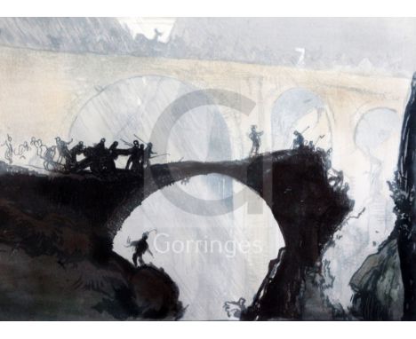 Frank Brangwyn (1867-1956) and Yoshijuro Urushibara (1888-1953)woodcut printDevil's Bridge, St. Gothard Passsigned by Brangwy