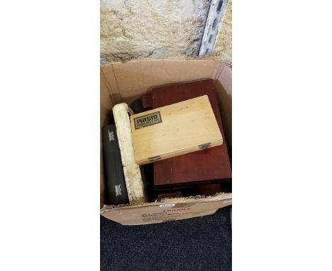 BOX LOT OF OLD WATCH REPAIR TOOLS ETC
