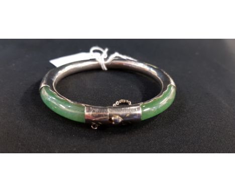 SILVER AND JADE BANGLE