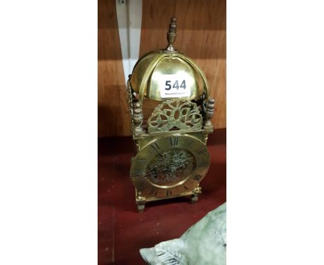 LANTERN VICTORIAN BRASS CLOCK, PLATFORM ESCAPEMENT WORKING