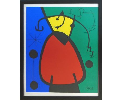 JUAN MIRO (Spanish, 1893-1983), lithograph in colours, signed in the plate, edition 1/500 in pencil, 49cm x 39cm, framed and 