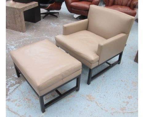ARMCHAIR AND STOOL, a matching armchair and stool by Minotti, 70cm W. (2)