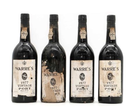 Warres, Vintage Port, 1977 (4)Condition ReportTwo HS and two IN.Scuffs to capsules but no signs of corrosion. 