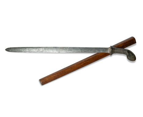 Rare sword complete with scabbard with refined blade in Damascus steel. Near the hilt is inscribed AG. 1440 indicating that t