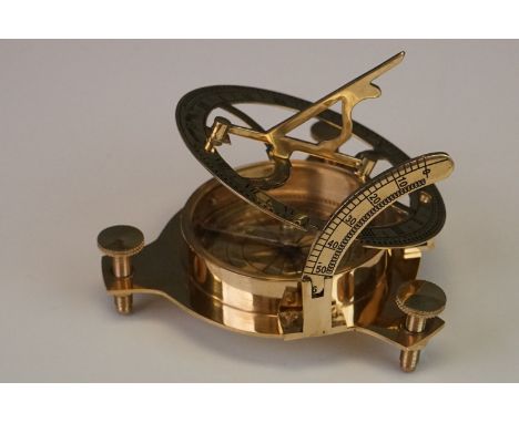 Brass cased sundial and compass 