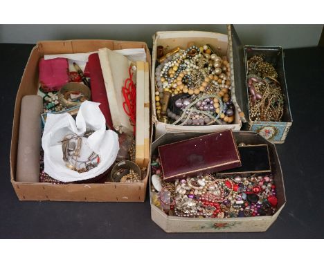 A large collection of mainly vintage costume jewellery to include necklaces, bracelets and earrings..etc. 