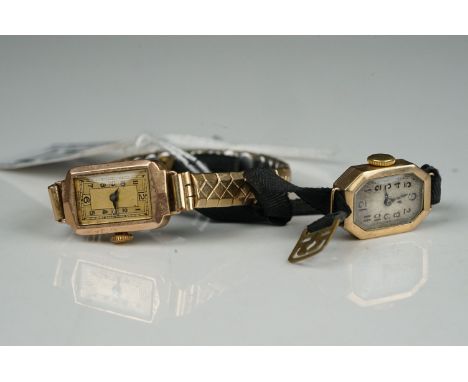 Two vintage 9ct gold cased ladies wristwatches. 