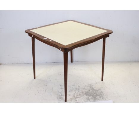 Square Folding Card Table with White Vinyl inset playing surface, 82cms wide together with a Circular Coffee Table