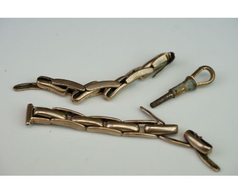 A vintage 9ct gold watch strap together with a lobster clasp. 
