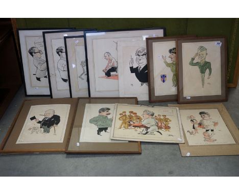 Harold Packer A watercolour portrait of Field Marshal Montgomery signed and dated 45 35 x 25 cm together with similar waterco