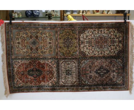 Persian or Indian rug, with unusual multiple field design, second half 20th century, approx. 162cm x 94cm 