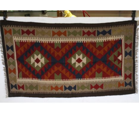 Hand Knotted Woolen Maimana Kilim Rug, 140cms x 79cms 