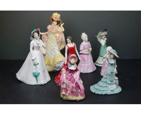 Collection of Eight Figurines including Three Royal Doulton ( Primrose, Julia, Tootles ), Two Royal Worcester (Cristina and L