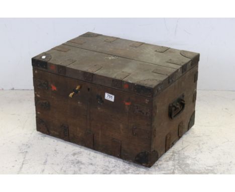 19th century Oak Iron Bound Trunk / Box, 54cms wide x 34cms high 