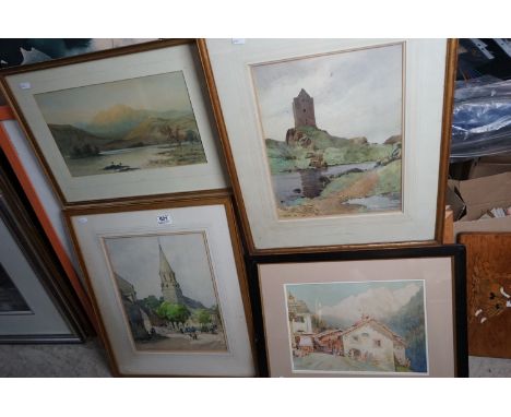 Four Late 19th / Early 20th century Watercolours including Two signed S A Harding including Smailholm Tower, 38cms x 29cms, R