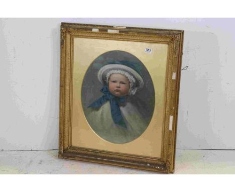 19th century English School overpainted photograph portrait of James Willan Watts, oval, approx. 52.5cm high, framed and glaz