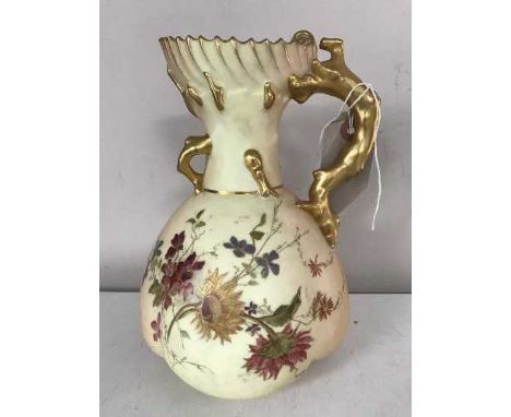 A pair of Royal Worcester blush ivory and gilded jugs, height 23 cm 