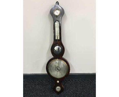 A rosewood banjo barometer with silvered dial