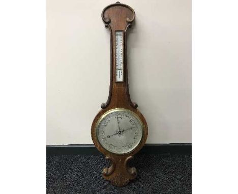 A late Victorian banjo barometer signed Bell, Accrington