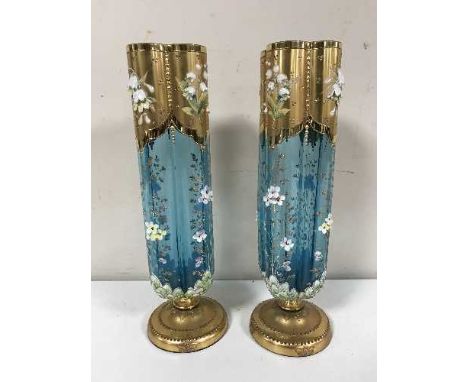 A pair of Victorian enamel Vienna vases 