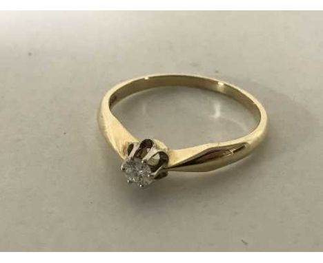 A 14ct gold diamond solitaire ring, 0.12 carat