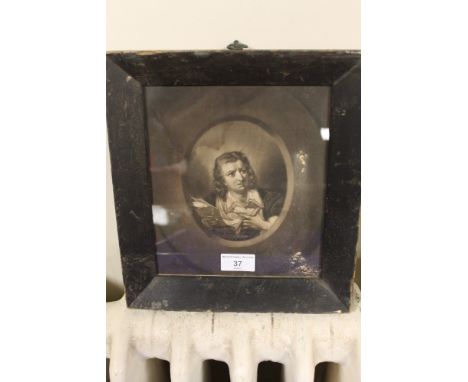 A FRAMED AND GLAZED PRINT OF A PORTRAIT OF LADY