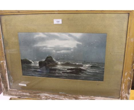 A FRAMED AND GLAZED COLOURED PRINT OF A SEASCAPE  - 2524