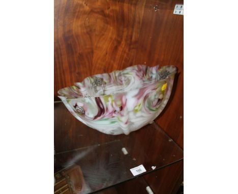 A VINTAGE COLOURED GLASS CEILING LAMP SHADE  