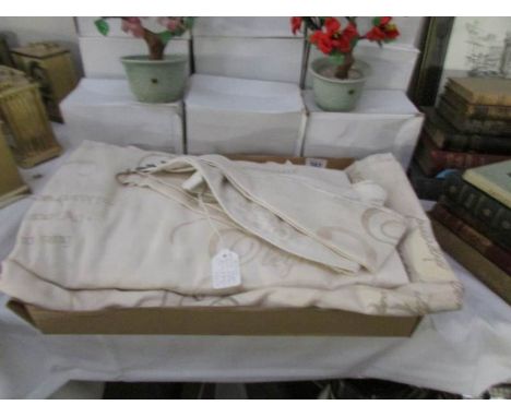 2 pairs of modern cream pattern curtains, 6' x 3'8" and 6' x 5'6"