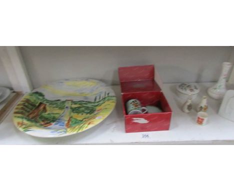 A boxed Goebel cup and saucer, Lladro plaque etc.
